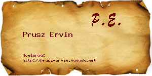 Prusz Ervin névjegykártya